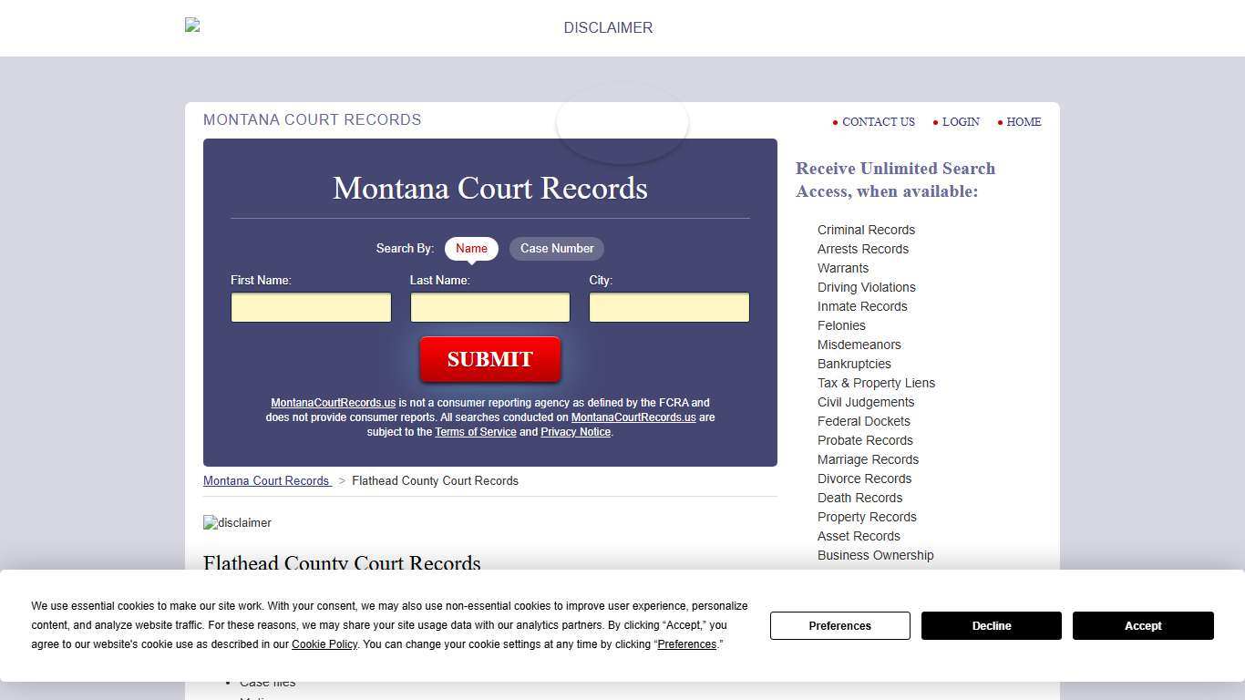 Flathead County Court Records MontanaCourtRecords.us