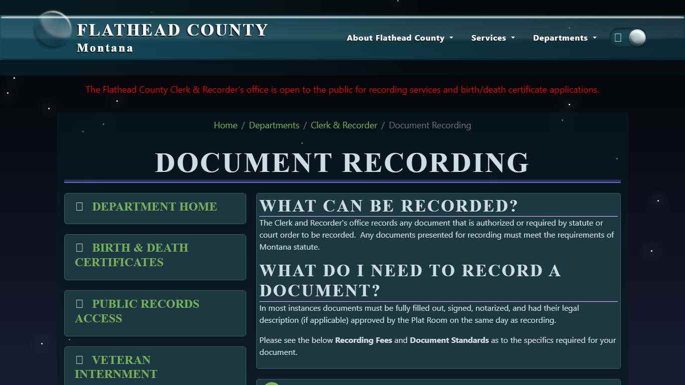 Document Recording Flathead County, MT