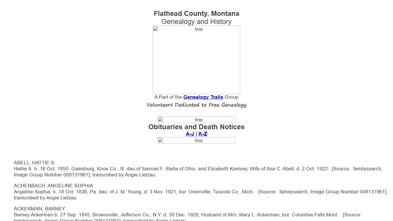 Obituaries and Death Notices in Flathead County MT